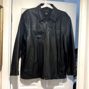 Black leather jacket gently used no holes a few light scratches